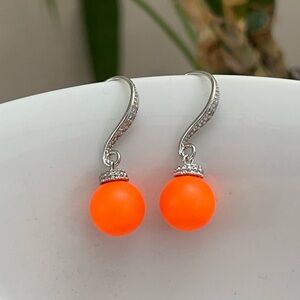Swarovski Silver and Vibrant Orange Earrings